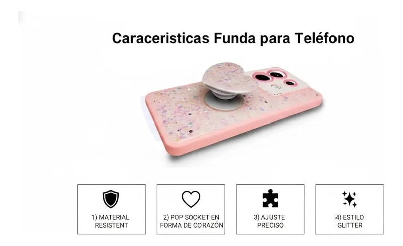 CARCASA BRILLANTE CON POP SOCKET PARA XIAOMI REDMI NOTE 13 PRO 5G - 8