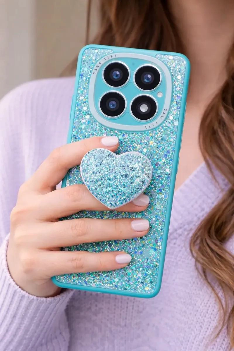 CARCASA GLITTER TURQUESA CON POP SOCKET PARA XIAOMI REDMI NOTE 14 PRO - 6