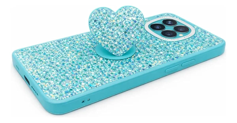 CARCASA GLITTER TURQUESA CON POP SOCKET PARA XIAOMI REDMI NOTE 14 PRO - 7
