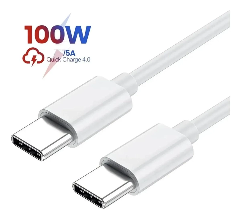 CABLE DE CARGA RAPIDA TIPO C 100W 5A 1M COLOR BLANCO - 3