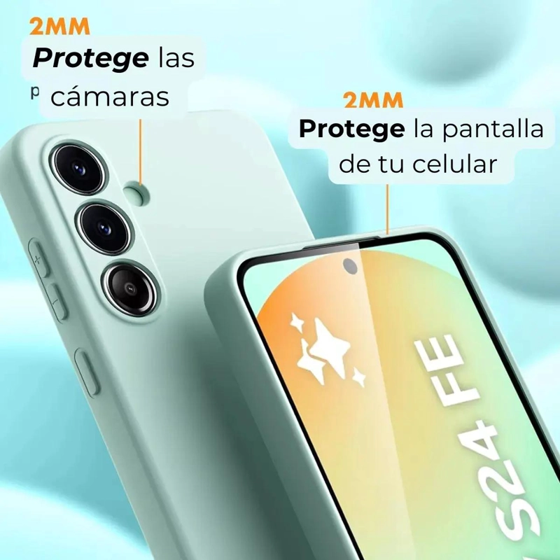 FUNDA PREMIUM COLOR MENTA PARA SAMSUNG S24 FE CON VIDRIO TEMPLADO - 3
