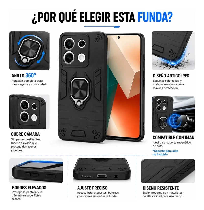 CARCASA ANTIGOLPES PARA XIAOMI REDMI NOTE 13 PRO 5G CON SOPORTE - 6