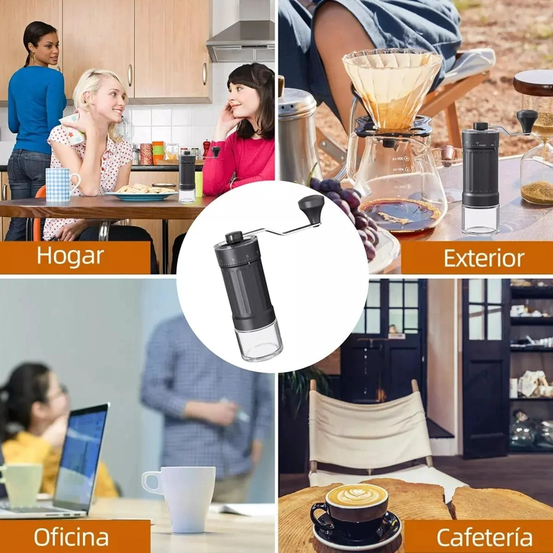 MOLINILLO MANUAL PARA CAFE  CON MUELA DE CERAMICA Y DEPOSITO DE VIDRIO - 7