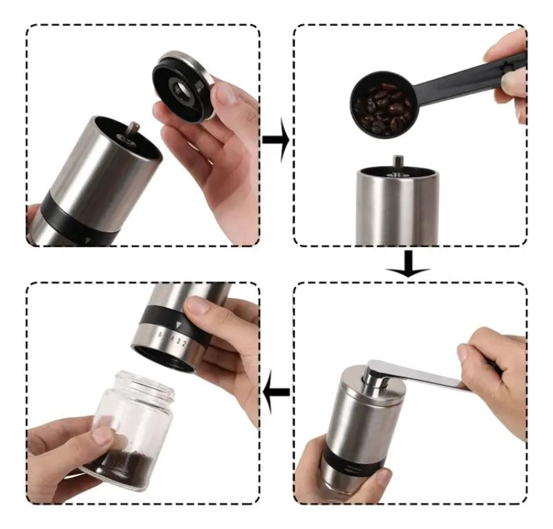 MOLINILLO MANUAL PORTATIL PARA GRANOS DE CAFE  CON AJUSTE DE MOLIENDA - 5