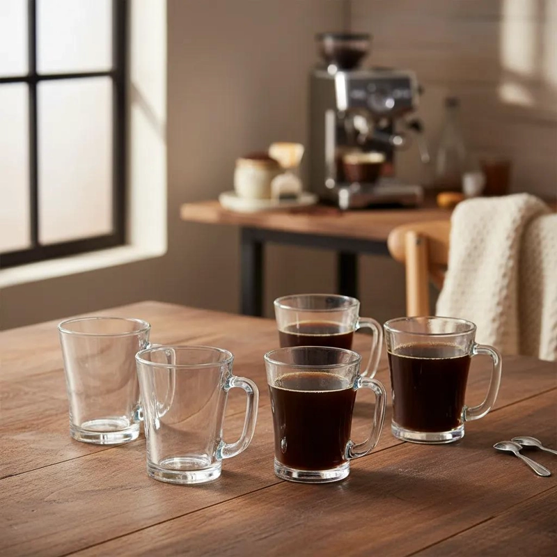 JUEGO DE TAZA DE VIDRIO CLASICA PARA CAFE  O TE  200ML - 1
