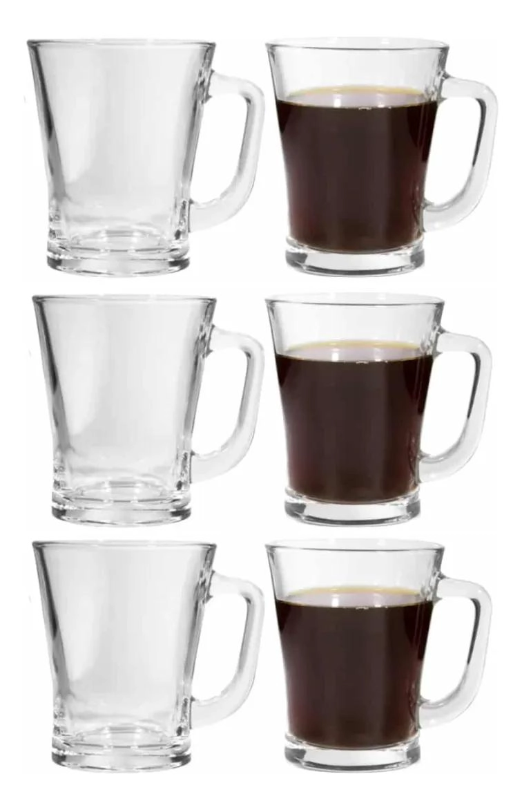 JUEGO DE TAZA DE VIDRIO CLASICA PARA CAFE  O TE  200ML - 2
