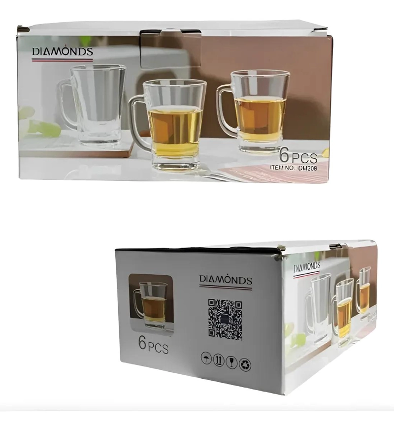 JUEGO DE TAZA DE VIDRIO CLASICA PARA CAFE  O TE  200ML - 3