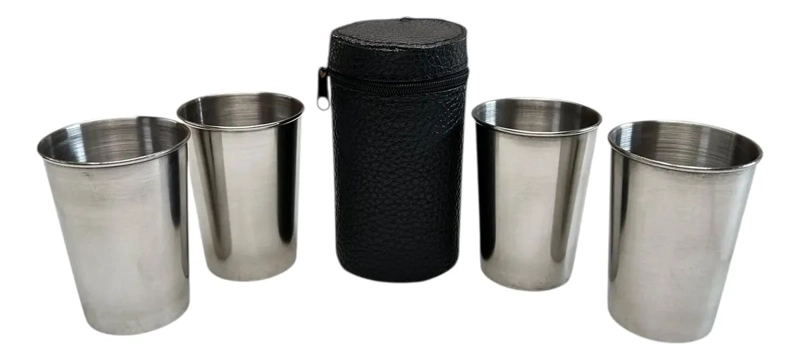 SET DE 4 VASOS DE ACERO INOXIDABLE PARA AVENTURAS AL AIRE LIBRE - 4