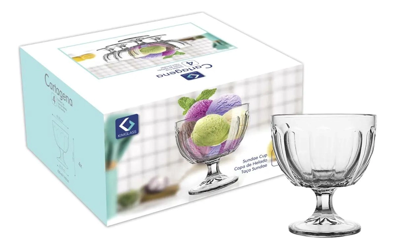 SET DE 4 COPAS DE VIDRIO RESISTENTE PARA BEBIDAS Y POSTRES - 1