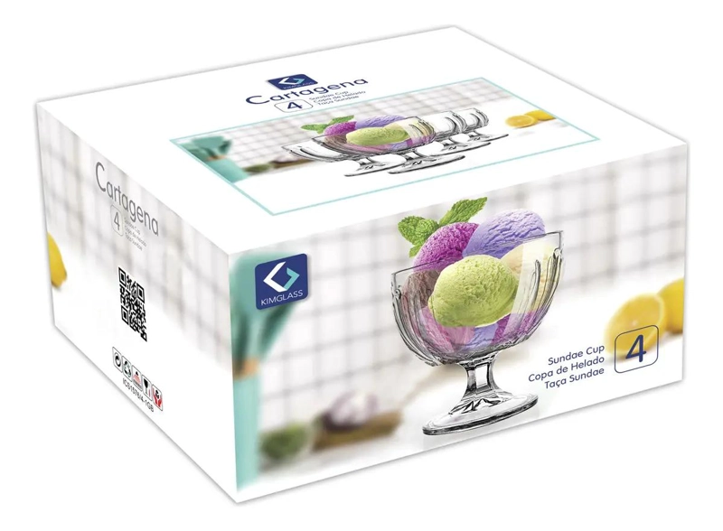 SET DE 4 COPAS DE VIDRIO RESISTENTE PARA BEBIDAS Y POSTRES - 2