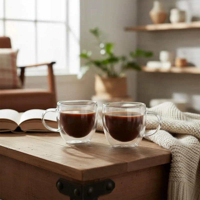 SET DE 2 TAZAS ESPRESSO DE VIDRIO DOBLE PARED 80 ML - 1