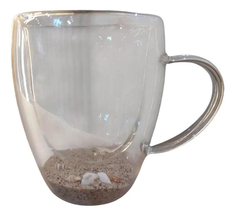 VASO DOBLE FONDO CON DISEÑO DE ARENA Y CONCHITAS - 1