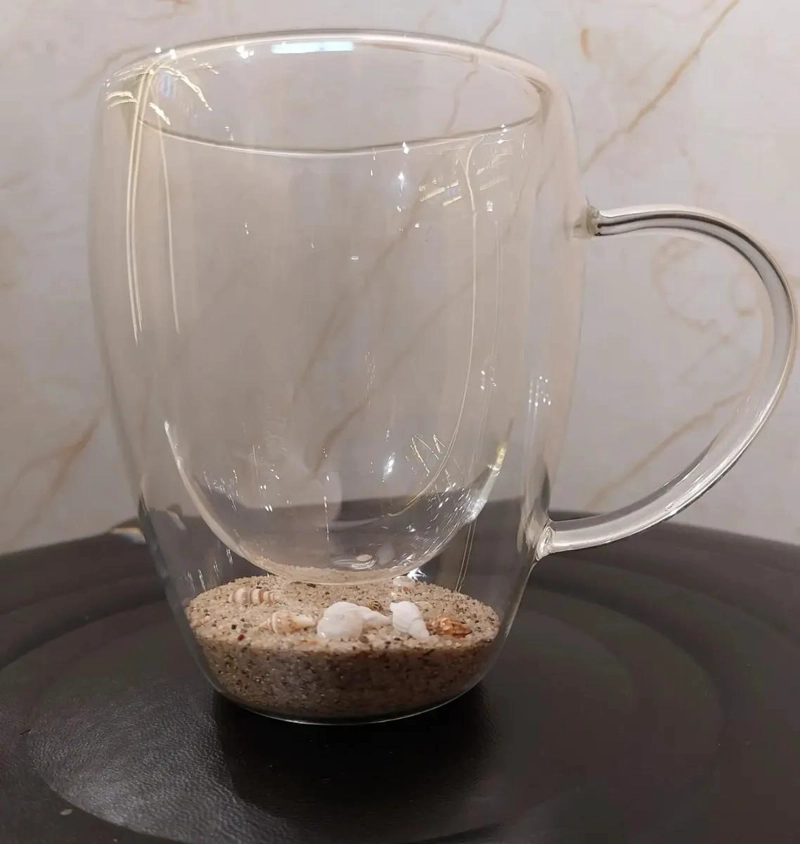 VASO DOBLE FONDO CON DISEÑO DE ARENA Y CONCHITAS - 3