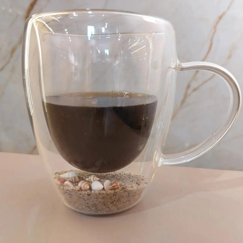VASO DOBLE FONDO CON DISEÑO DE ARENA Y CONCHITAS - 5