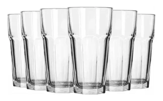 SET DE 6 VASOS DE VIDRIO HEXAGONALES PARA BEBIDAS 470ML - 2