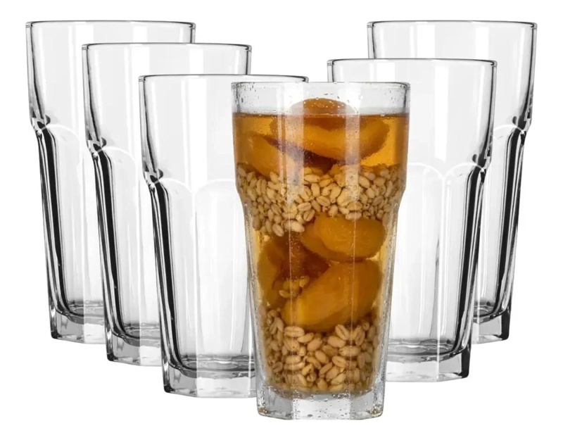 SET DE 6 VASOS DE VIDRIO HEXAGONALES PARA BEBIDAS 470ML - 3