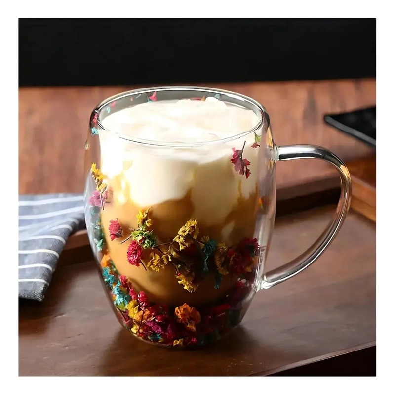 SET DE 2 TAZAS MUG DOBLE PARED CON FLORES ETERNAS 350ML - 2