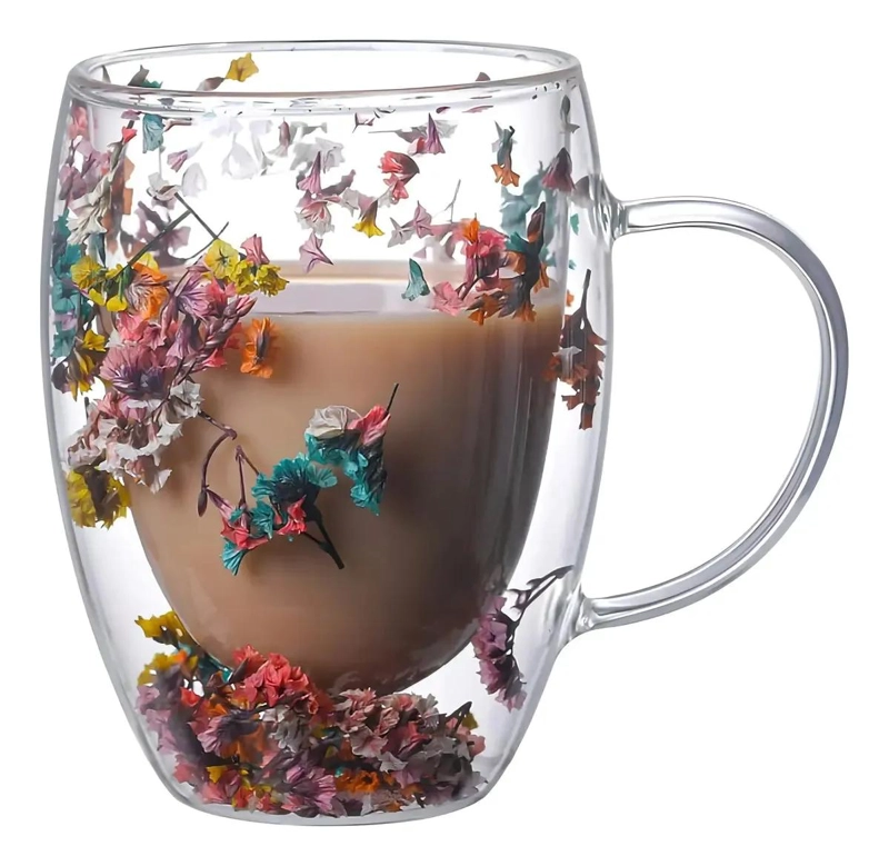 SET DE 2 TAZAS MUG DOBLE PARED CON FLORES ETERNAS 350ML - 6