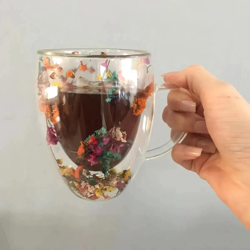 SET DE 2 TAZAS MUG DOBLE PARED CON FLORES ETERNAS 350ML - 8