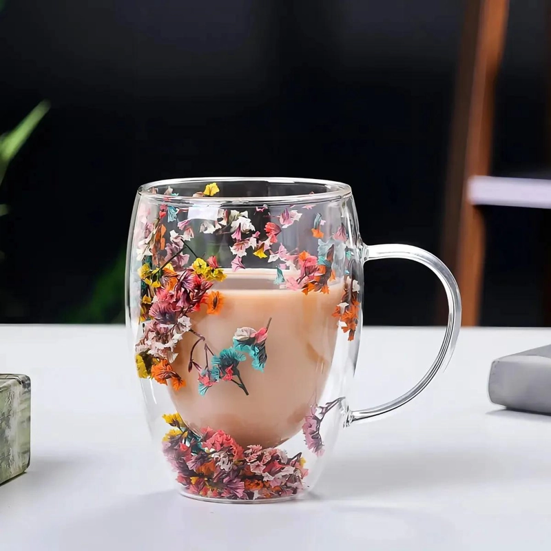 SET DE 2 TAZAS MUG DOBLE PARED CON FLORES ETERNAS 350ML - 9