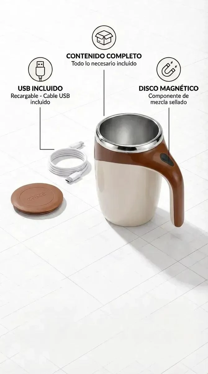 TAZA BATIDORA MAGNE TICA RECARGABLE USB PARA BEBIDAS CALIENTES Y FRIAS - 10