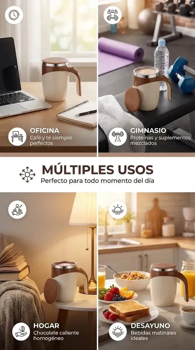 TAZA BATIDORA MAGNE TICA RECARGABLE USB PARA BEBIDAS CALIENTES Y FRIAS - 2