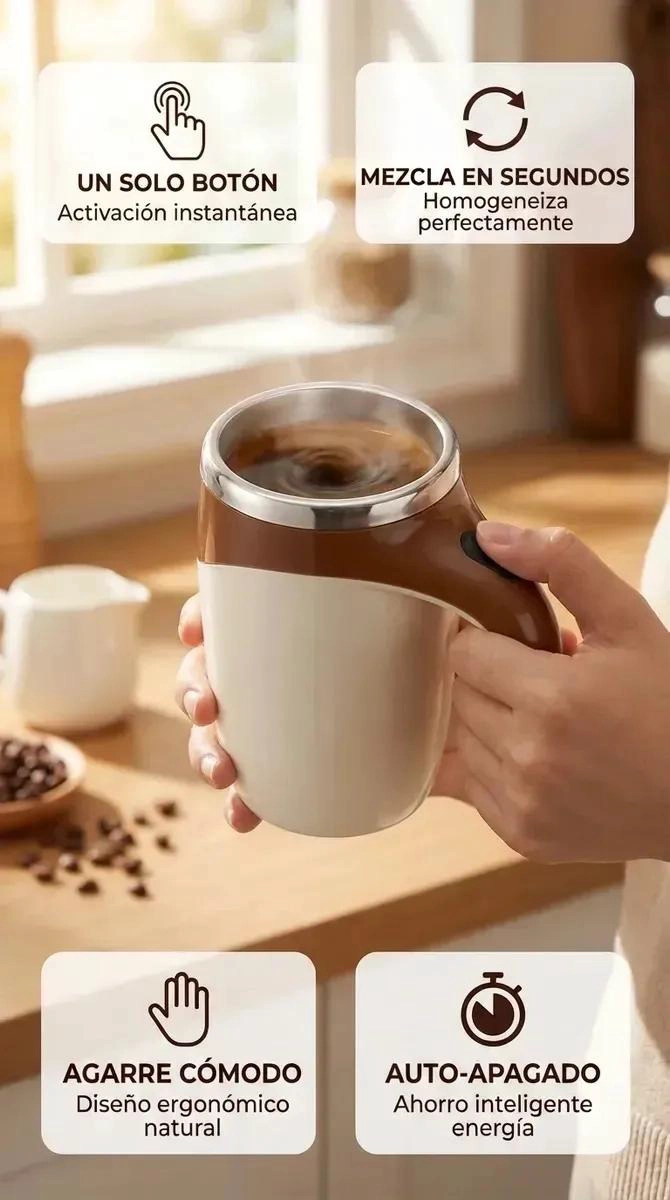 TAZA BATIDORA MAGNE TICA RECARGABLE USB PARA BEBIDAS CALIENTES Y FRIAS - 3