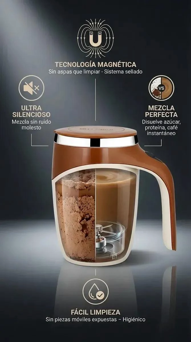 TAZA BATIDORA MAGNE TICA RECARGABLE USB PARA BEBIDAS CALIENTES Y FRIAS - 4