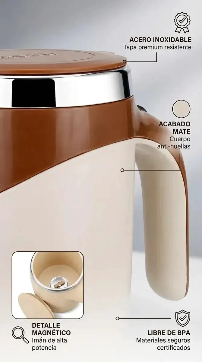TAZA BATIDORA MAGNE TICA RECARGABLE USB PARA BEBIDAS CALIENTES Y FRIAS - 6
