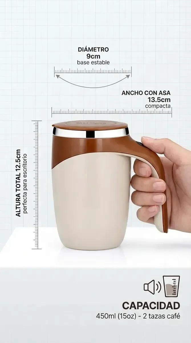 TAZA BATIDORA MAGNE TICA RECARGABLE USB PARA BEBIDAS CALIENTES Y FRIAS - 9