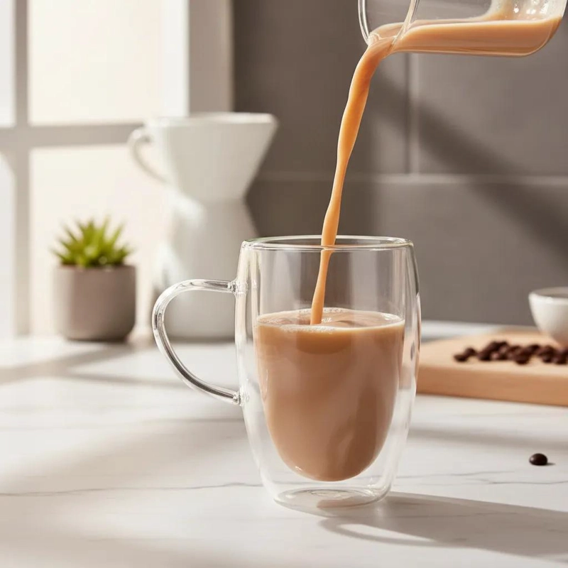 TAZAS DE VIDRIO DOBLE PARED PARA CAFE  Y TE  350ML - 2