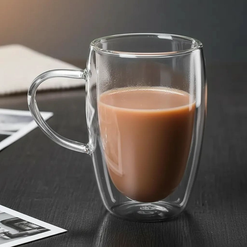 TAZAS DE VIDRIO DOBLE PARED PARA CAFE  Y TE  350ML - 7