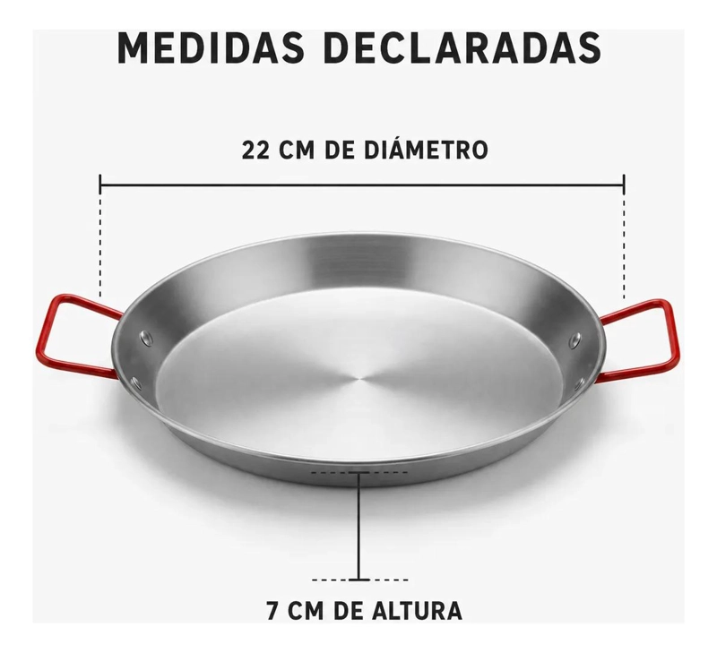 PAELLERA DE ACERO INOXIDABLE 22 CM CON ASAS LATERAL - 2