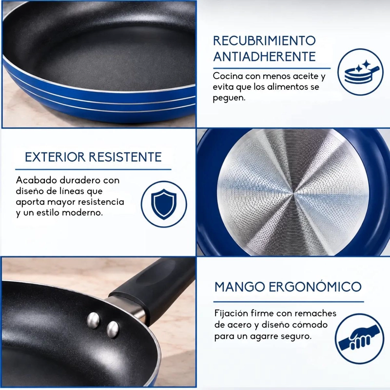 SARTE N ANTIADHERENTE IDEAL PARA COCINAR PLATILLOS SIN PEGADO - 4