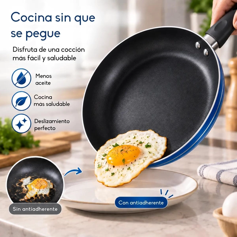 SARTE N ANTIADHERENTE IDEAL PARA COCINAR PLATILLOS SIN PEGADO - 6