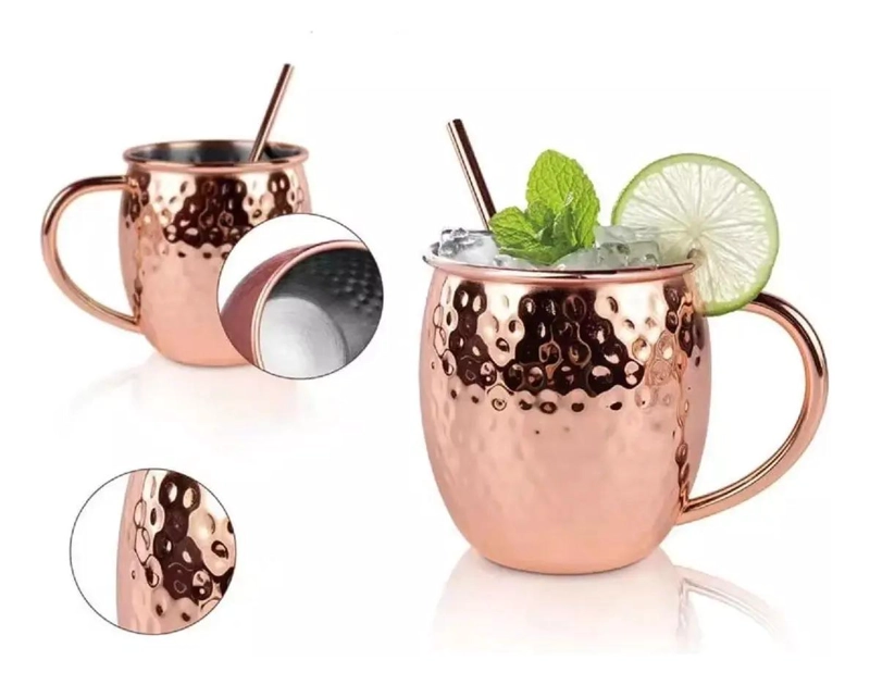 SET DE 2 MUGS DE COBRE PARA BEBIDAS FRIAS Y COCTELES - 1