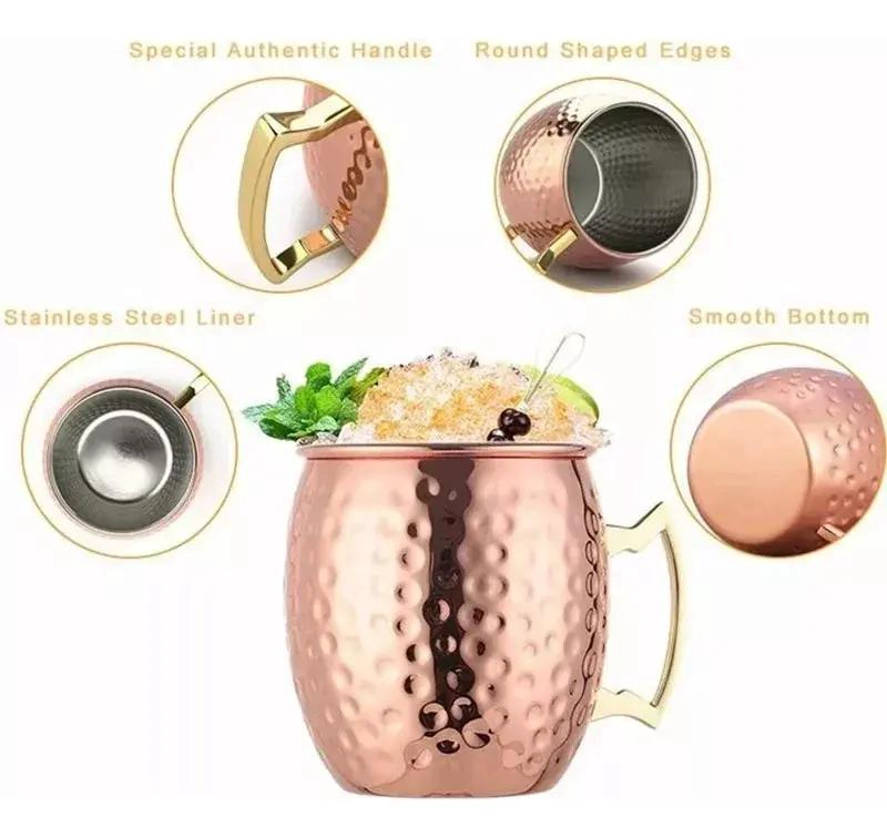 SET DE 2 MUGS DE COBRE PARA BEBIDAS FRIAS Y COCTELES - 3