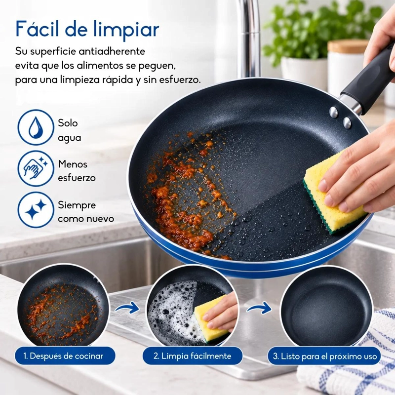 SARTE N ANTIADHERENTE DE 20 CM CON MANGO ERGONOMICO - 7