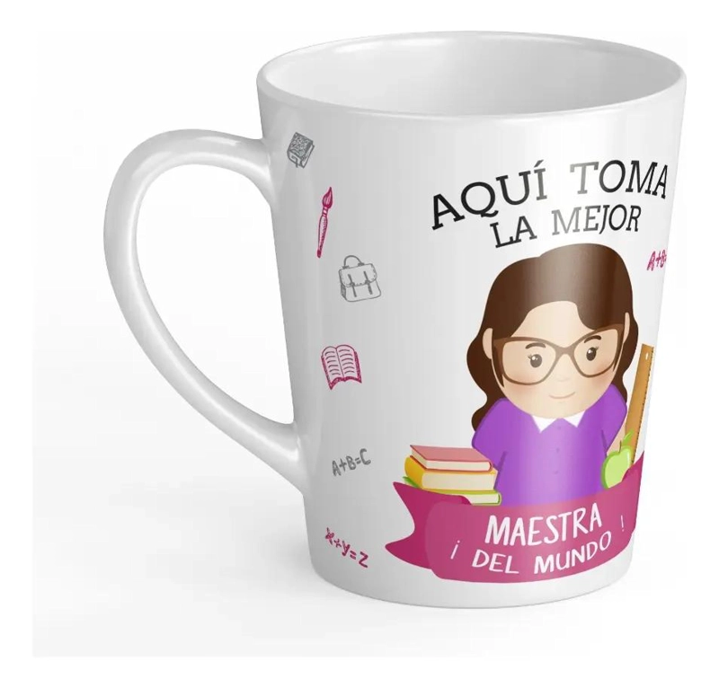 TAZA CONICA BLANCA PARA EL DIA DE LA MAESTRA Y PROFESORA - 1