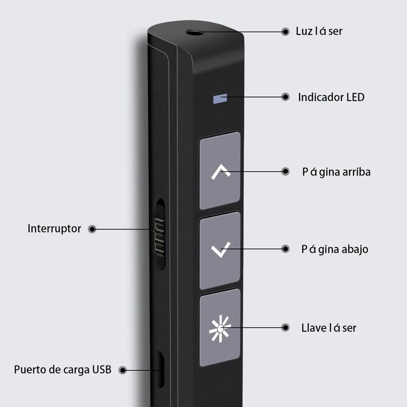 PUNTERO LASER INALAMBRICO CON CONTROL REMOTO Y CARGA USB - 3