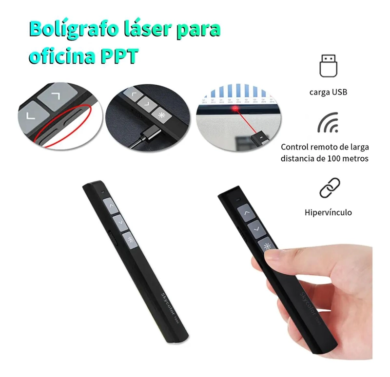 PUNTERO LASER INALAMBRICO CON CONTROL REMOTO Y CARGA USB - 5