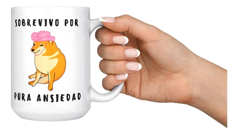 TAZA CERAMICA GRANDE CON ILUSTRACION DE PERRO 15 OZ - 1