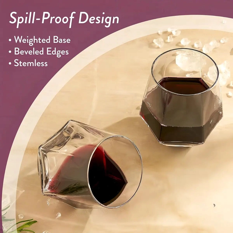 SET DE 6 VASOS DE VIDRIO DISEÑO DIAMANTE PARA WHISKY 310ML - 10