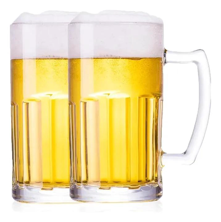 PACK DE 2 VASOS CERVECEROS GRANDES CON ASA DE 600ML - 1
