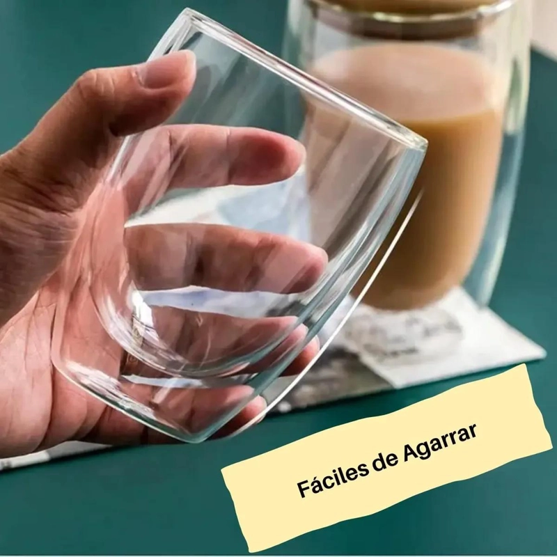 SET DE 4 TAZAS DE DOBLE PARED DE 250ML PARA BEBIDAS CALIENTES Y FRIAS - 3