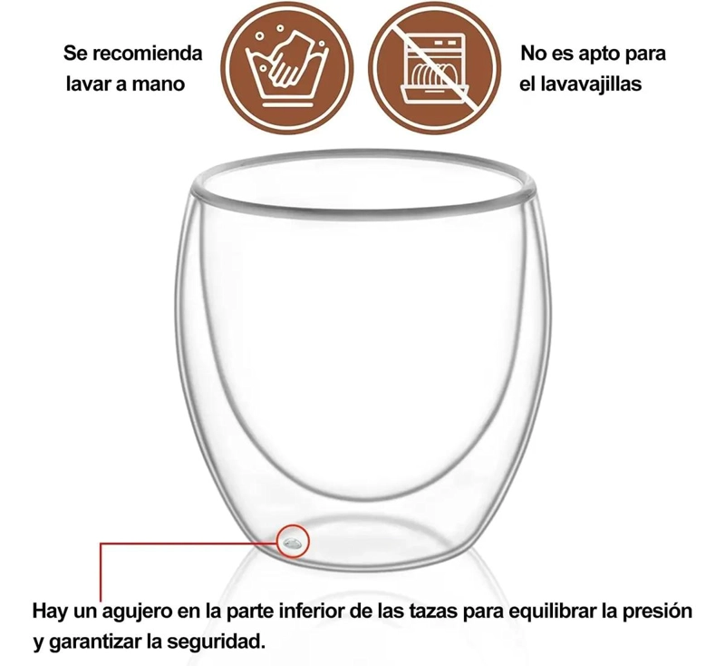 SET DE 4 TAZAS DE DOBLE PARED DE 250ML PARA BEBIDAS CALIENTES Y FRIAS - 6