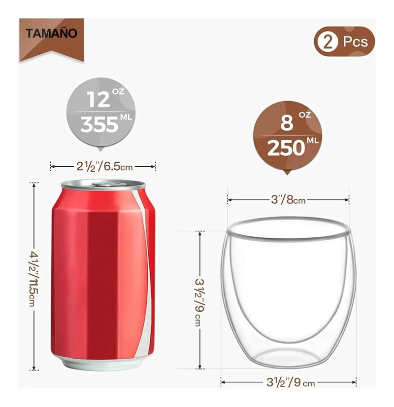 SET DE 4 TAZAS DE DOBLE PARED DE 250ML PARA BEBIDAS CALIENTES Y FRIAS - 7