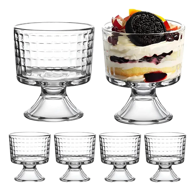 SET DE 6 VASOS DE POSTRE PARA HELADO DE VIDRIO TRANSPARENTE - 2