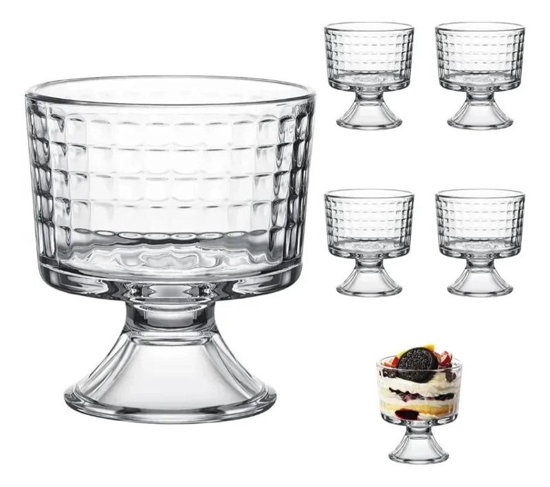 SET DE 6 VASOS DE POSTRE PARA HELADO DE VIDRIO TRANSPARENTE - 5