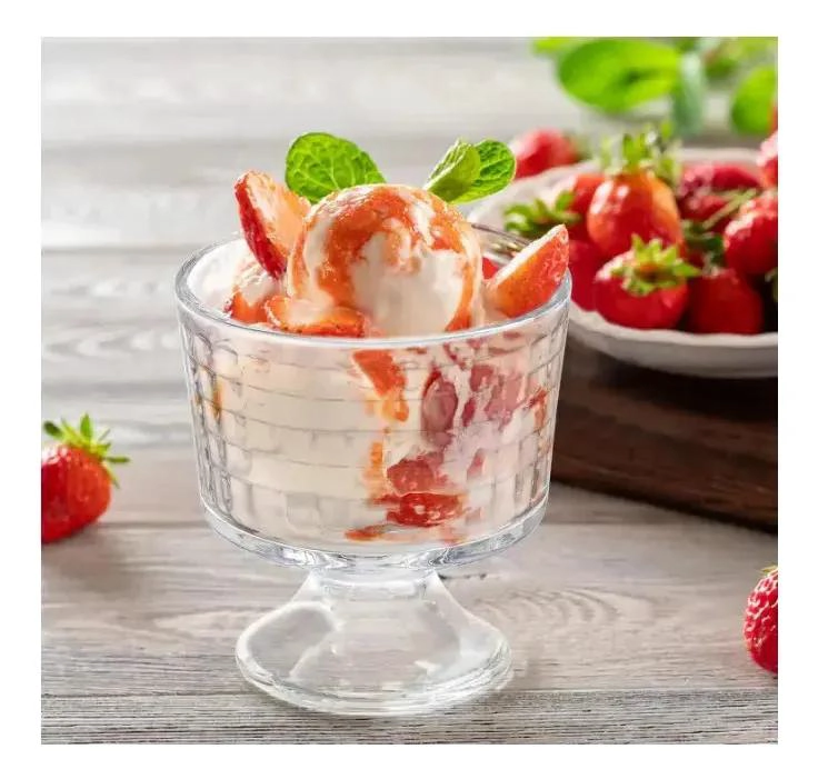 SET DE 6 VASOS DE POSTRE PARA HELADO DE VIDRIO TRANSPARENTE - 8
